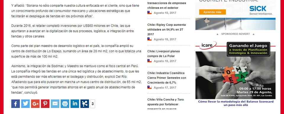 Sodima retoma aperturas en Chile con tres tiendas