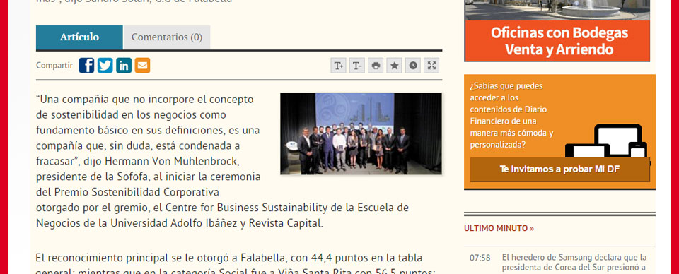 Sodimac obtiene premio Sostenibilidad Corporativa