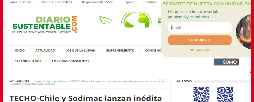 Techo-Chile y Sodimac lanzan indita campaa para ayudar a construir vivendas y proyectos comunitarios