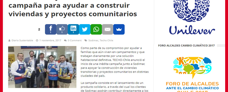 Techo-Chile y Sodimac lanzan indita campaa para ayudar a construir vivendas y proyectos comunitarios