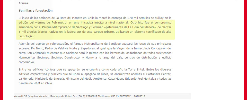 Sodimac y medio ambiente