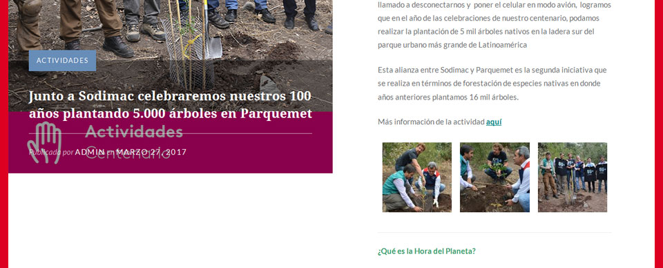 Sodimac celebra 100 años plantando árboles en Parquemet