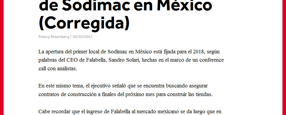Primera tienda Sodimac en M&eacute;xico