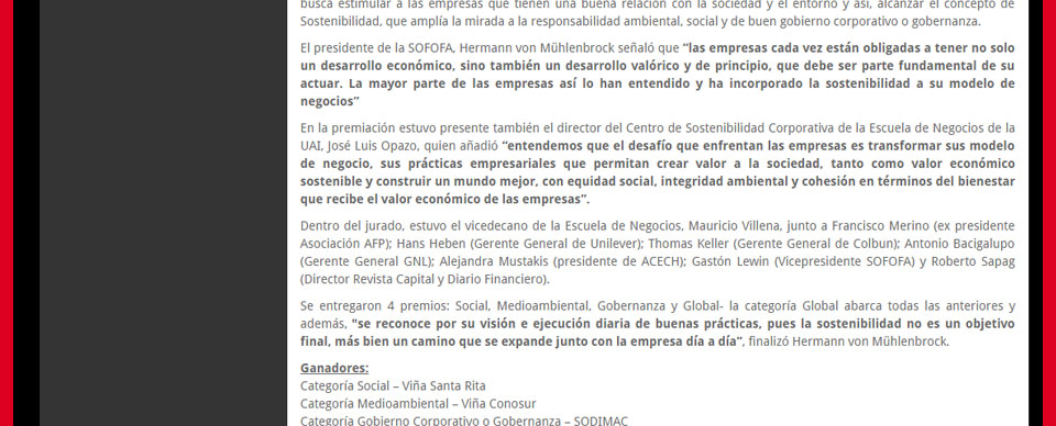 Sodimac y Premio Sofofa