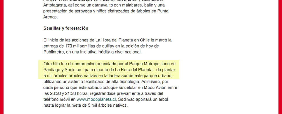 Sodimac y la Hora del Planeta
