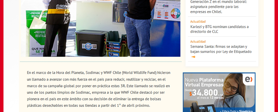Sodimac y WWF unidos en pos del medio ambiente