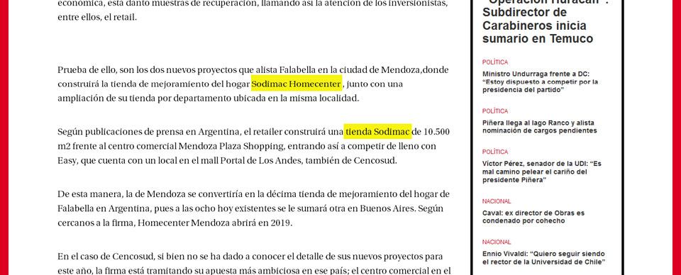 Sodimac y marcas que valoran los chilenos