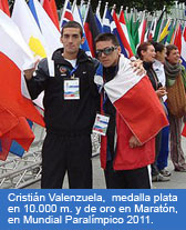 Cristin Valenzuela, trabajador de Callcenter Sodimac quien padece ceguera, campen en Mundial Paralmpico 2011 en Nueva Zelanda.